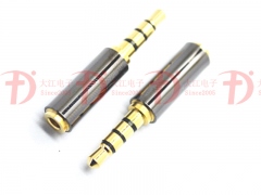 轉換插頭 耳機轉接頭 3.5四級公轉2.5四級母座鍍金黑膠